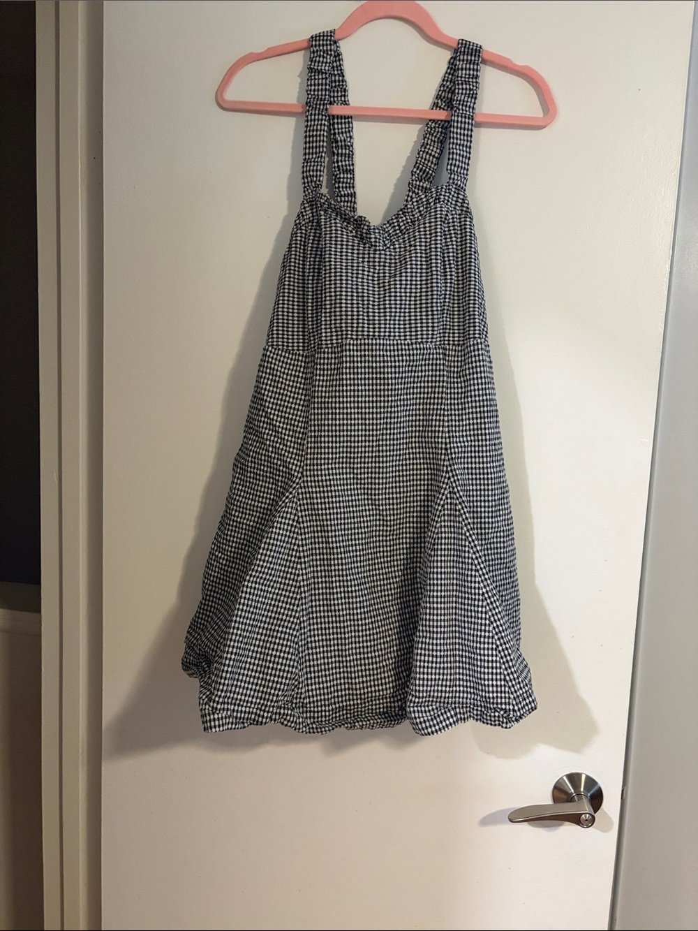 Anthropologie Black and White Gingham Pinafore Sundress
